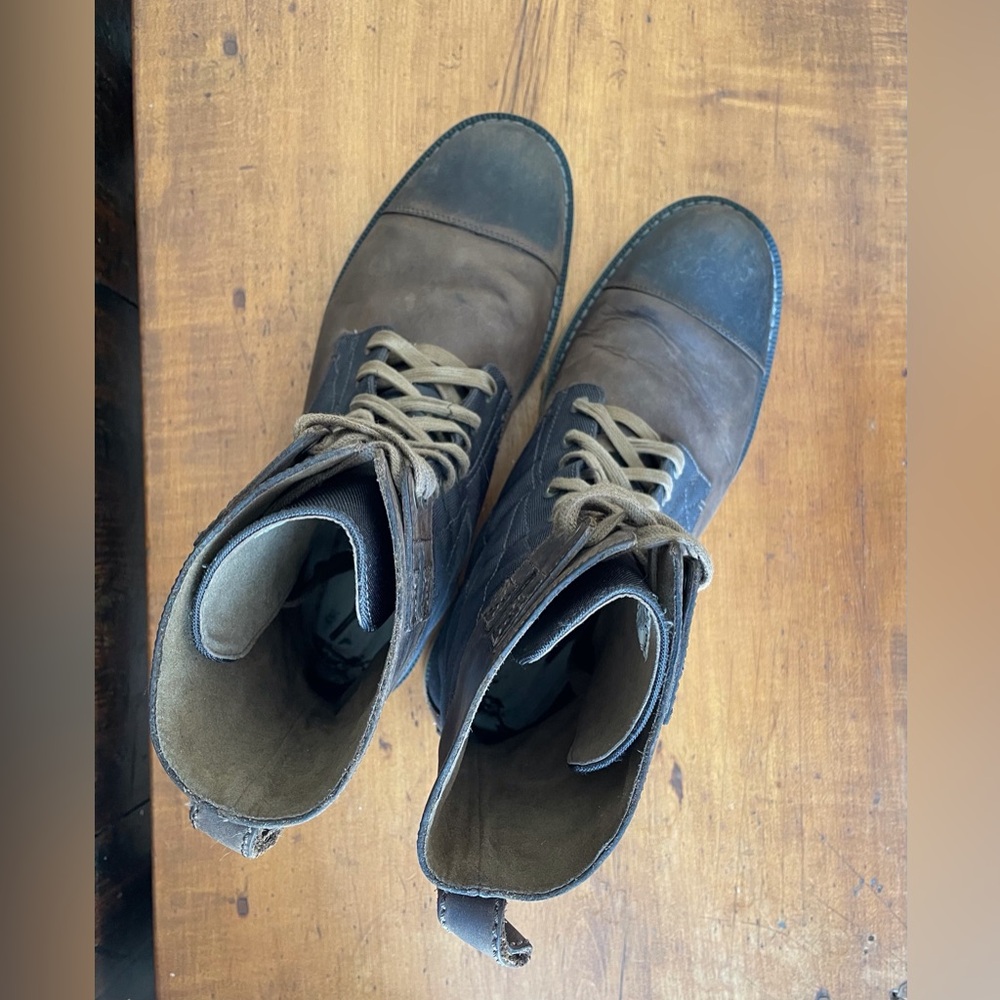 Sorel Madson Tall Lace Boots Brown Leather Dark Canvas Construction Men’s Sz 12 - Picture 5 of 10